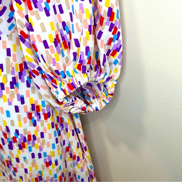 ANTHROPOLOGIE Traffic People Elegant Summer Dress Tie Front Size Small Geometric - Picture 5 of 10